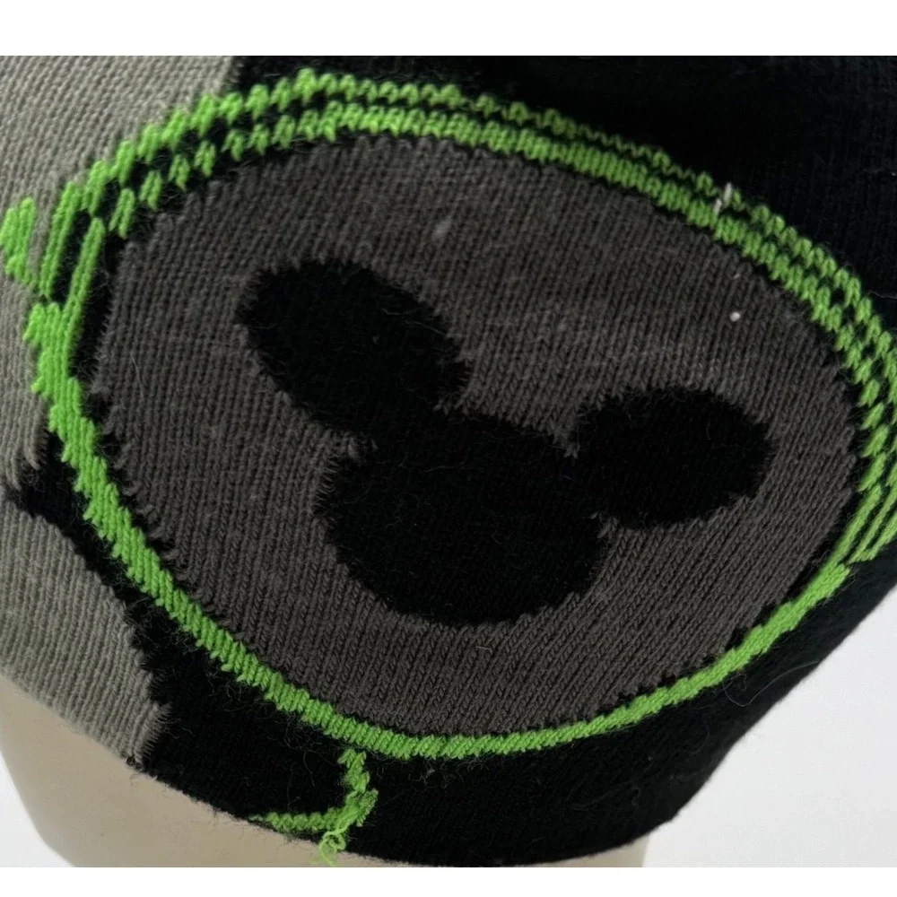 Disney Parks‎ Youth Beanie Hat Black Gray Green Mickey Mouse Knit Cap OS